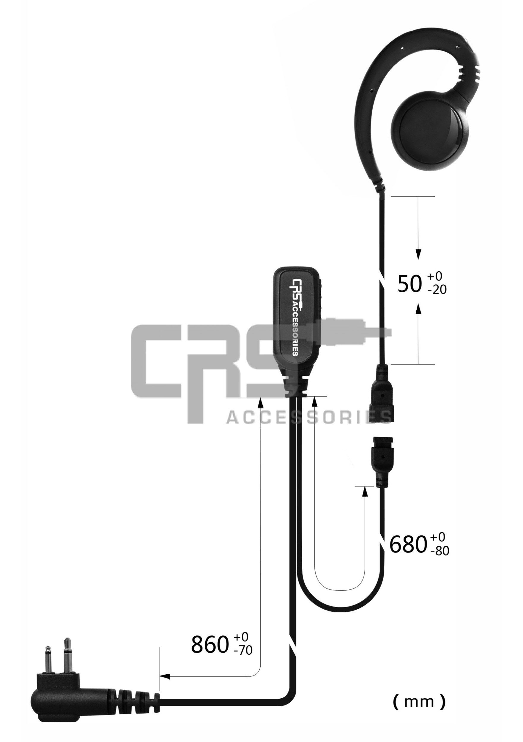 CRS 2 Wire G Hook Earpiece to suit Kenwood 2 pin