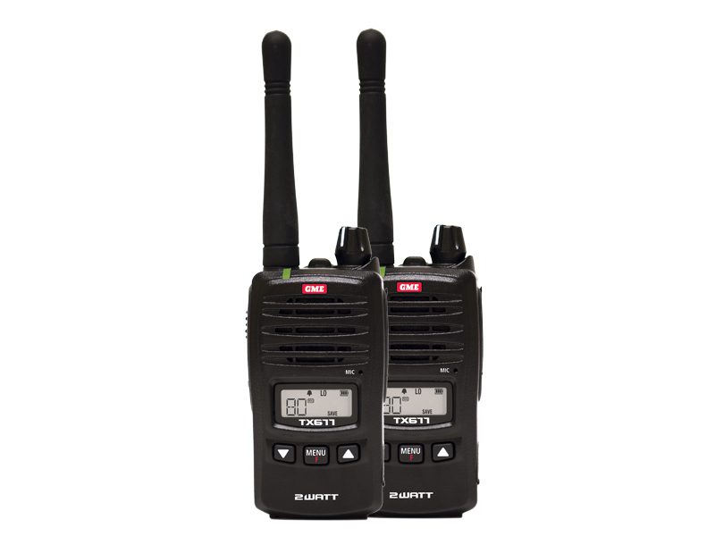 GME TX677TP Portable UHF 2/1 Watt 80Ch Compact Twin Pack